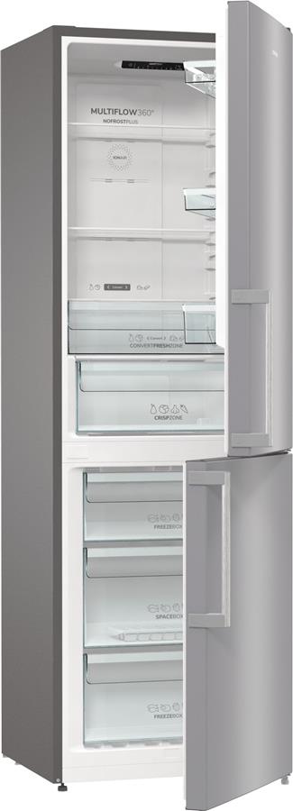 Холодильник з нижн. мороз. камерою Gorenje NRK6191ES5F, 185х60х60см, 2 двері, 203( 99)л, А+, Total NF , Зона св-ті, Внутр. Диспл