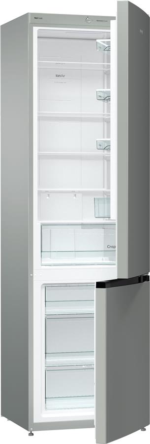 Холодильник з нижн. мороз. камерою Gorenje NRK621PS4, 200х64х60см, 2 двері, 254( 85)л, А+, NF+ , Зона св-ті, Сірий