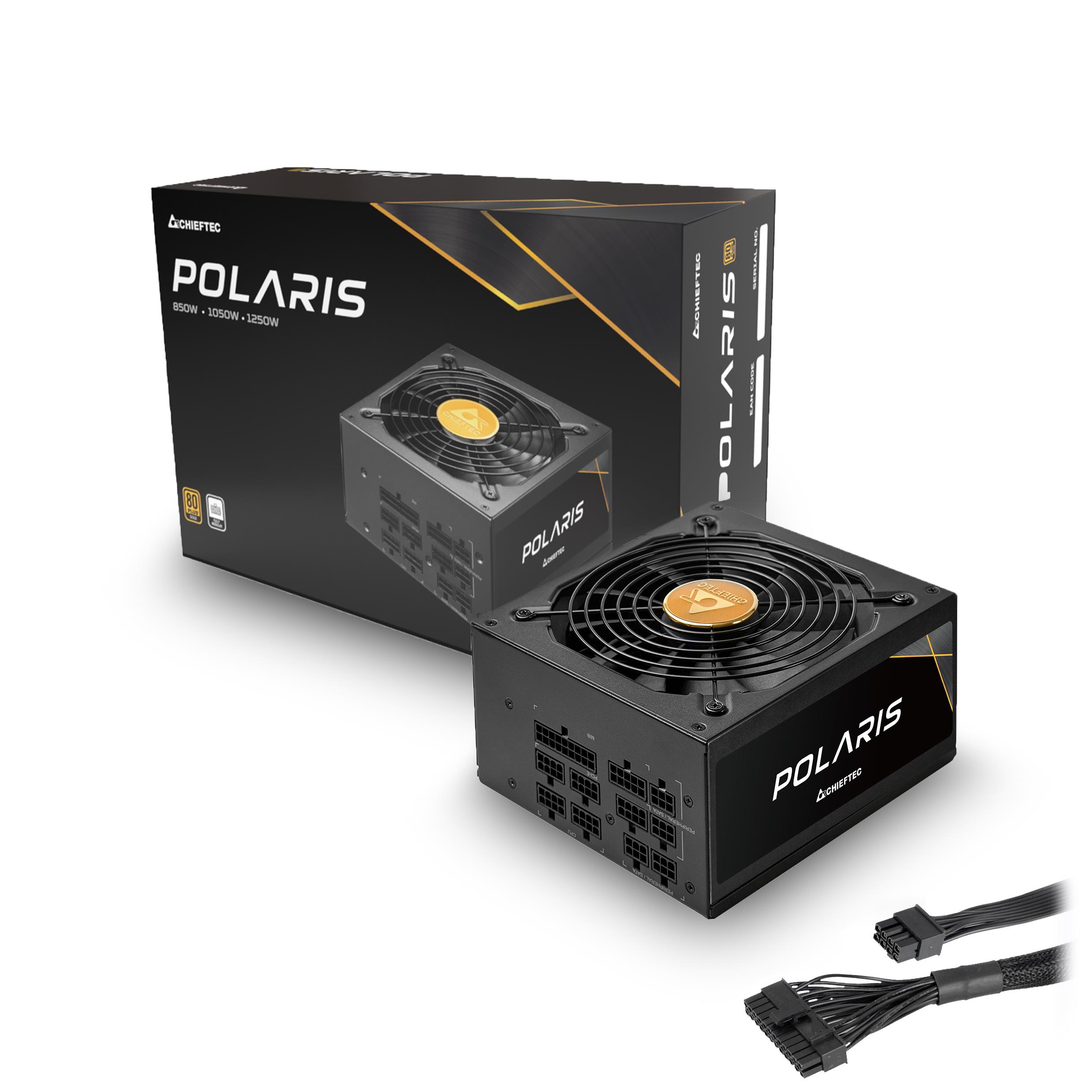 Блок живлення CHIEFTEC RETAIL Polaris PPS-850FC,850W,14cm fan,eff.>90%,80+ Gold,24+2x8pin(4+4),4xMolex,12xSATA,4xPCIe 8pin(6+2)