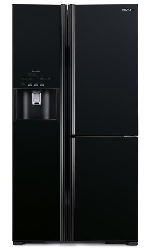 Холодильник SBS HITACHI R-M700GPUC2GBK, 180х77х92см, 2 дв., Х- 372л, М- 212л, A++, NF, Інвертор, Чорне скло