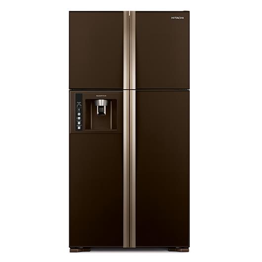 Холодильник с верхней мороз. HITACHI R-W720PUC1GBW, 184х75х91см, 4 дв., Х- 426л, М- 156л, A+, NF, Інвертор, Коричневий (скло)