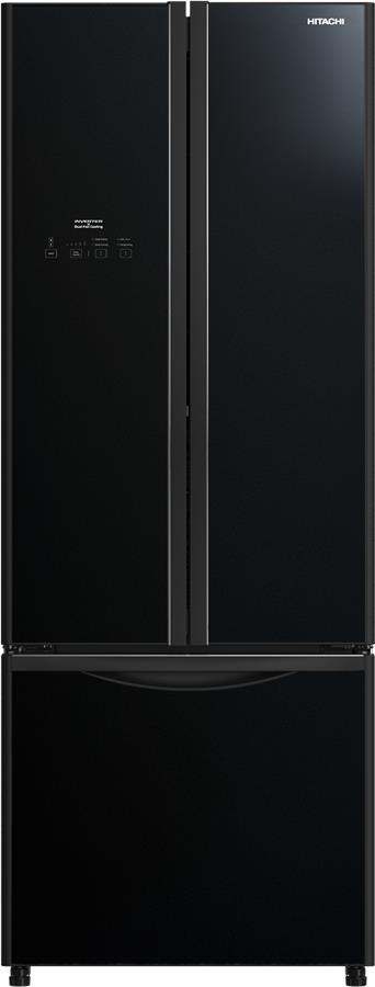 Холодильник с нижн. мороз. HITACHI R-WB710PUC9GBK, 180х76х75см, 3 дв., Х- 345л, М- 120л, A+, NF, Інвертор, Чорне скло