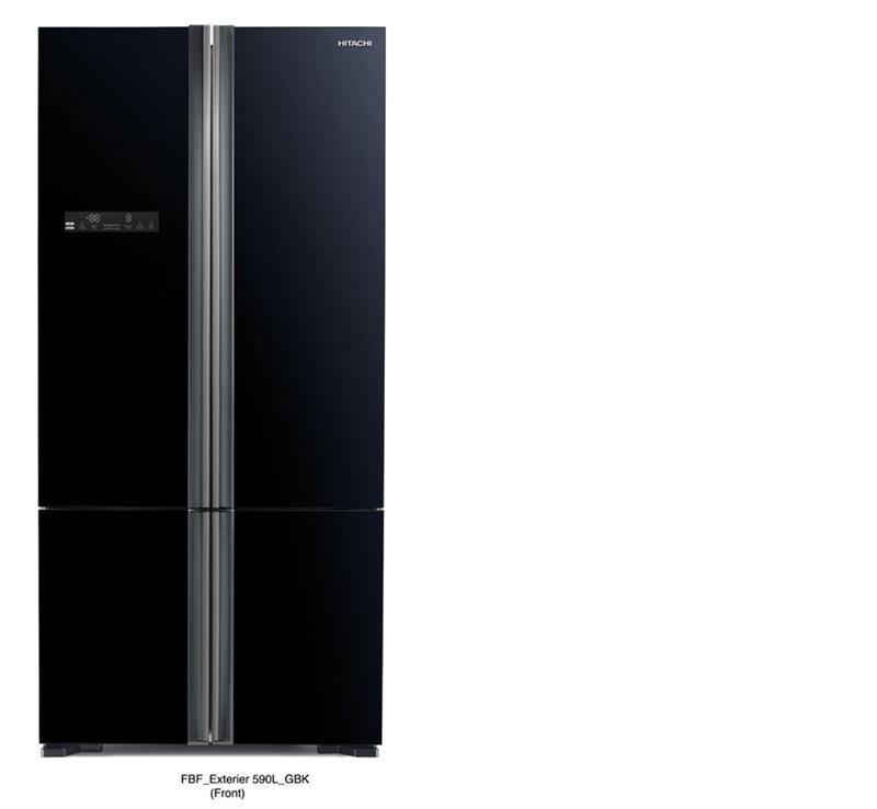 Холодильник з нижн. мороз. HITACHI R-WB730PUC5GBK, 184х81х86см, 4 дв., Х- 430л, М- 160л, A++, NF, Інвертор, Чорне скло