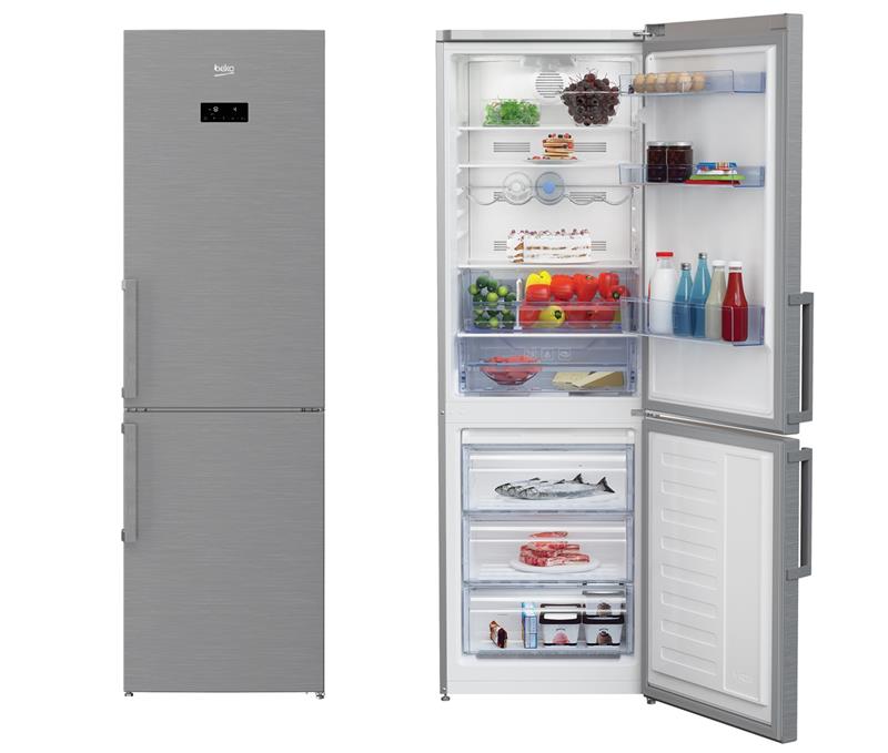 Холод. з нижн. мороз. кам. BEKO RCNA320E21PT, 185х60х60см, 2 дв., Холод.відд. - 197л, Мороз. відд. - 90л, A+, NF, Сірий