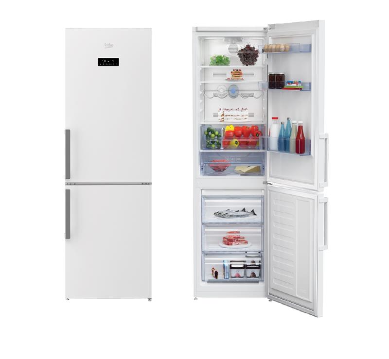 Холод. з нижн. мороз. кам. BEKO RCNA320E21W, 185х60х60см, 2 дв., Холод.відд. - 197л, Мороз. відд. - 90л, A+, NF, Білий