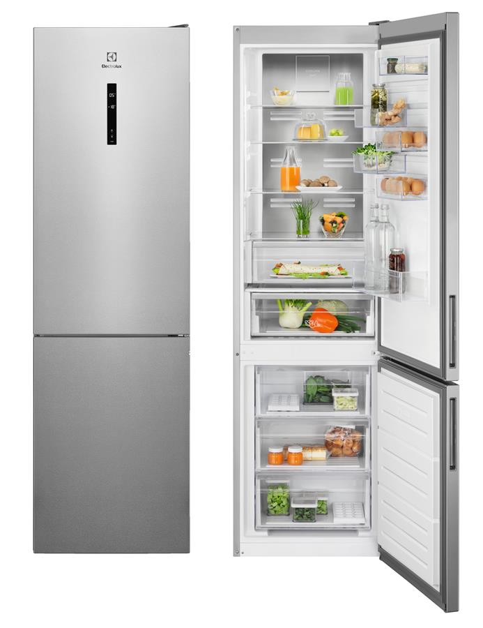 Холодильник с нижн. мороз. камерою Electrolux RNT7ME34X2, 201х65х60см, 2 дв., Холод.відд. - 244л, Мороз. відд. - 94л, A++, NF, Інв. , Зона свіжості, Зовнішній д
