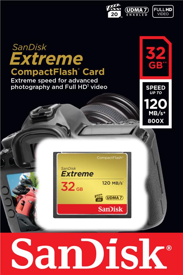 Карта пам'яті SanDisk 32GB CF Extreme R120/W85MB/s