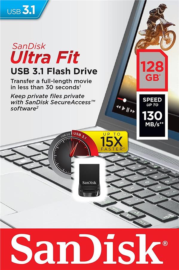 Накопичувач SanDisk 128GB USB 3.1 Ultra Fit