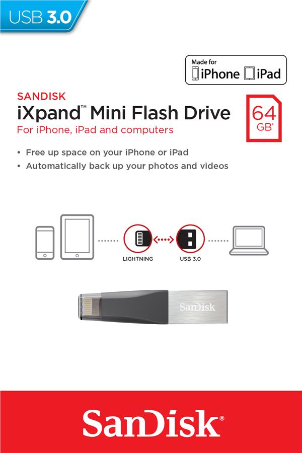 Накопичувач SanDisk 64GB iXpand Mini USB 3.0 /Lightning Apple