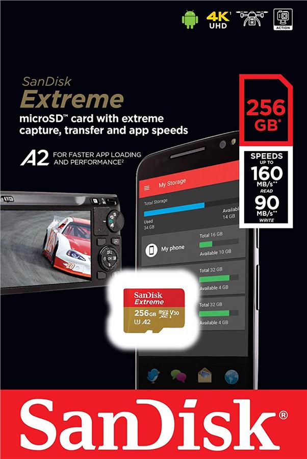 Карта пам'ятi SanDisk 256GB microSDXC C10 UHS-I U3 R160/W90MB/s Extreme V30
