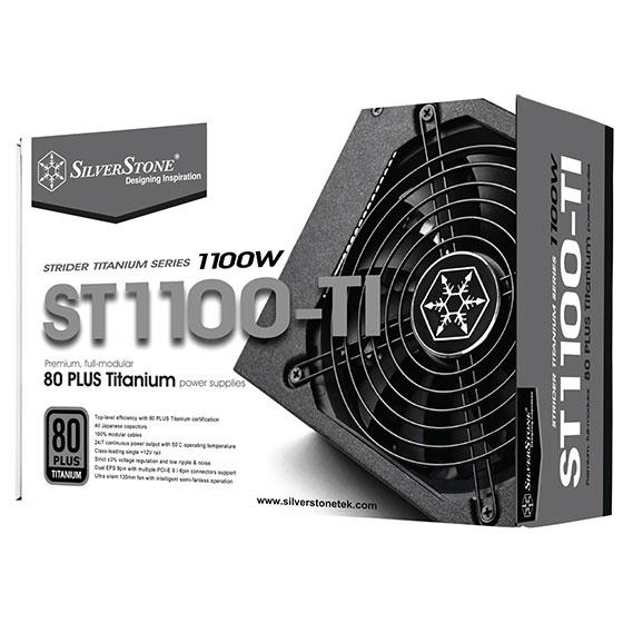 Блок живлення SilverStone STRIDER SST-ST1100-TI (1100W),80+Titanium,aPFC,14см,24+2x8,16xSATA,8xPCIe,+6,модульний