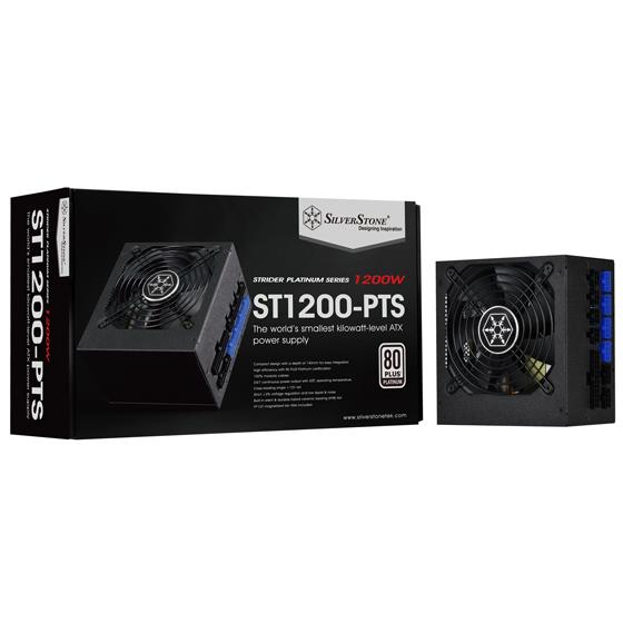 Блок живлення SilverStone STRIDER ST1200-PTS(1200W),80+Platinum,aPFC,12см,24+2x8,8xSATA,8xPCIe,+6,модульний