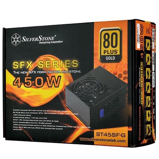 Блок живлення SilverStone STRIDER ST45SF-G V 2.0(450W),SFX,ATX,80+Gold,aPFC,8см,24+8,3xSATA,8/6-Pin,6Pin+3,модульний