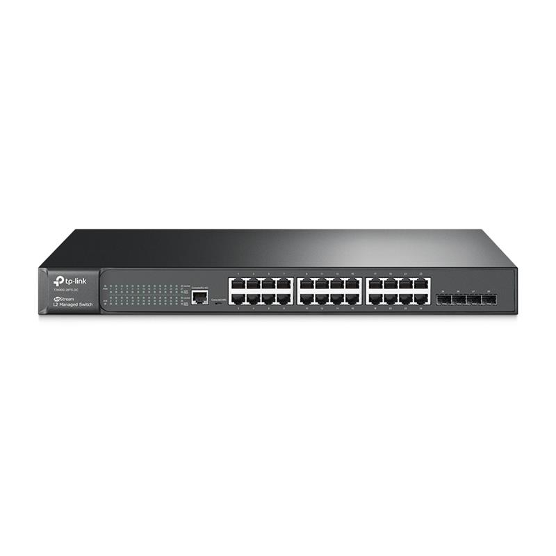Комутатор TP-LINK T2600G-28TS (TL-SG3424) 24xGE 4xGE/SFP L2 JetStream + живлення DC 19 1U