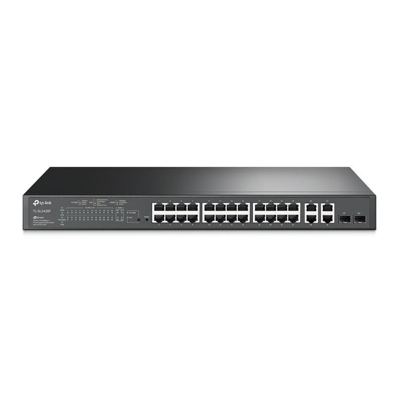 Комутатор TP-LINK TL-SL2428P 24xFE/PoE+ 250W 4xGE 2xcomboGE/SFP L2 Smart Switch 19 1U