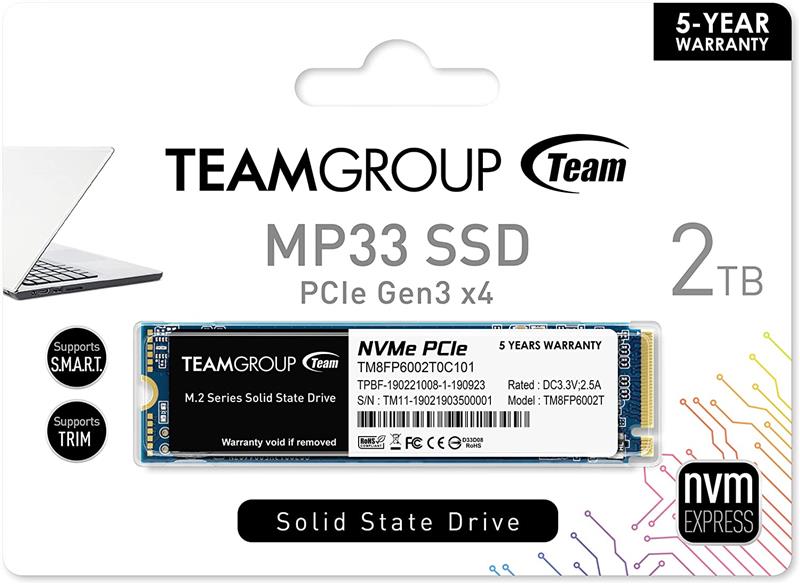 Твердотільний накопичувач SSD Team M.2 NVMe PCIe 3.0 x4 2TB MP33 2280 TLC