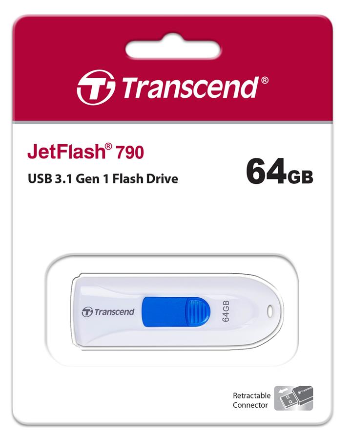Накопичувач Transcend 64GB USB 3.1 JetFlash 790 White
