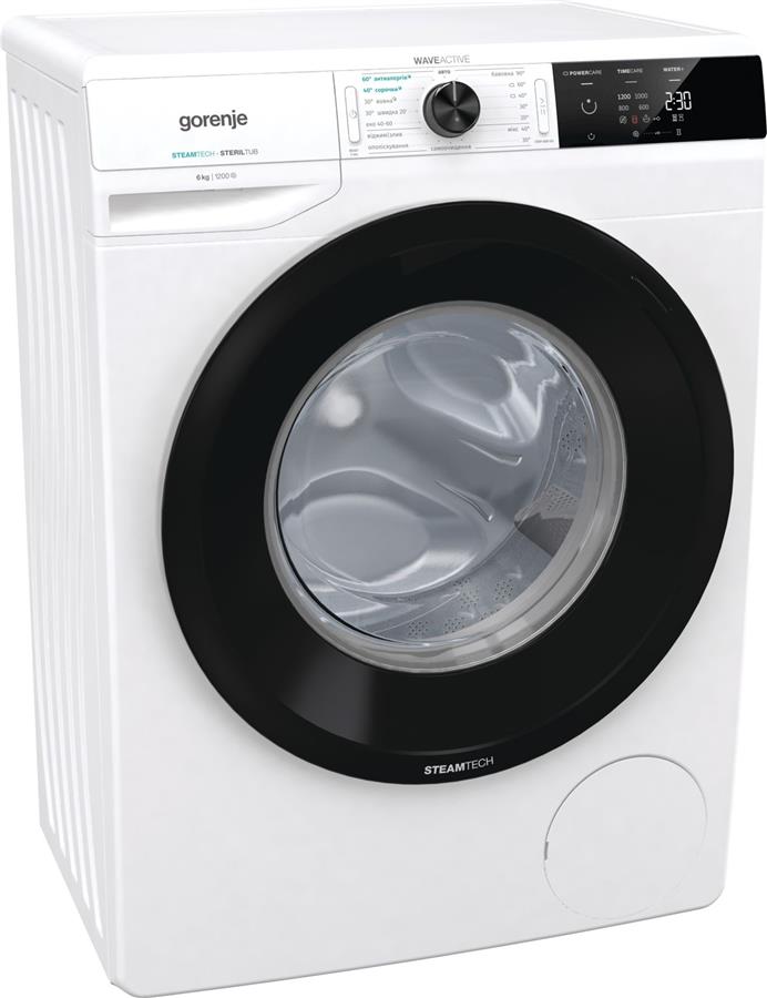 Пральна машина з фронт. загр. Gorenje WE62SDS, 6кг, 1200, A+++, Пара, глибина 43см, Дисплей, Білий
