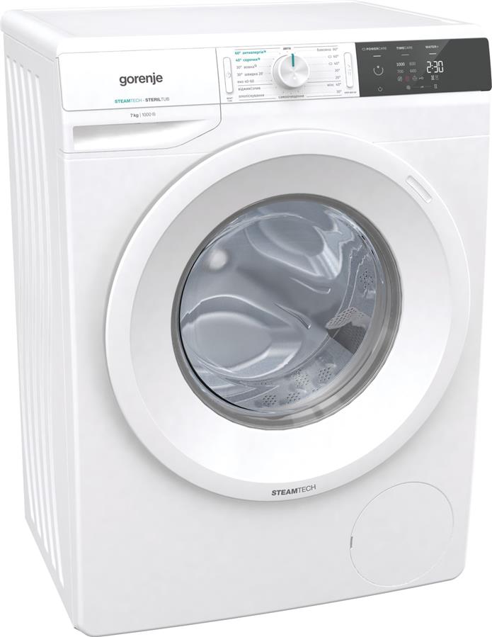 Пральна машина з фронт. загр. Gorenje WE70S3S, 7кг, 1000, A+++, Пара, глибина 46.5см, Дисплей, Білий
