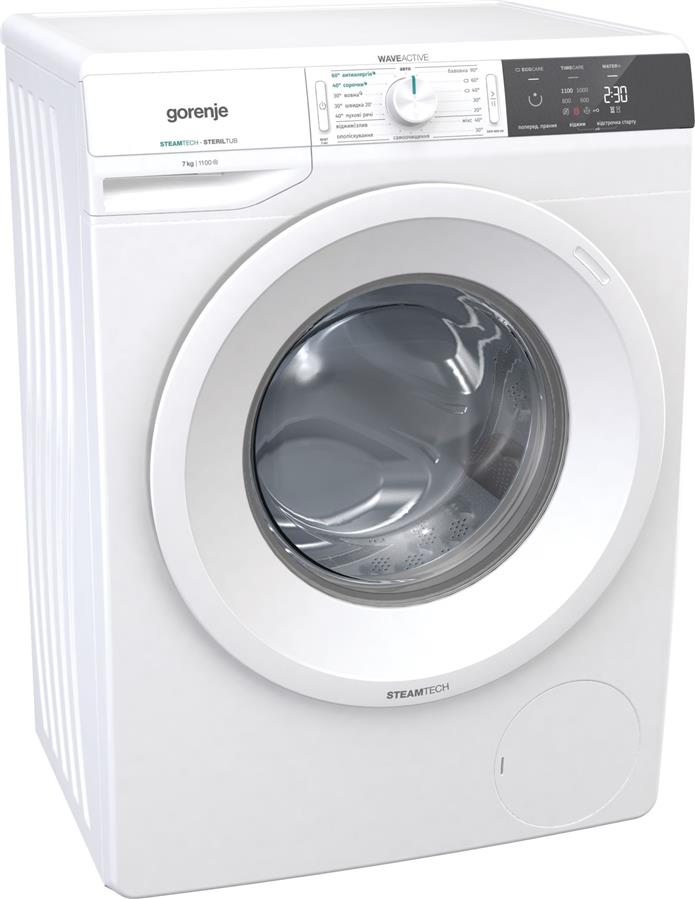 Пральна машина з фронт. загр. Gorenje WE71S3S, 7кг, 1100, A+++, Пара, глибина 46.5см, Дисплей, Білий