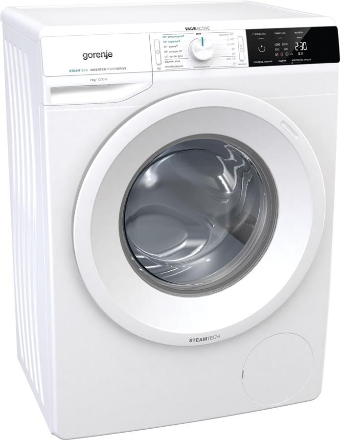 Пральна машина з фронт. загр. Gorenje WEI72S3S, 7кг, 1200, A+++, Пара, глибина 55см, Дисплей, Білий