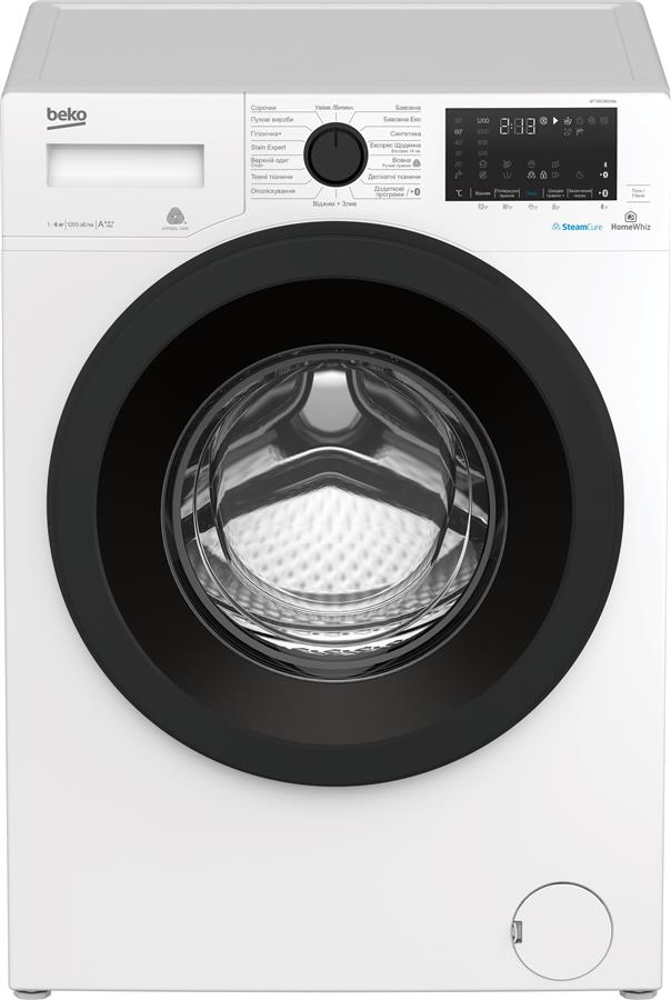 Пральна машина з фронт. зав. BEKO WTV6636XAW, 6кг, 1200, A+++(-10%), Пара, 45см, Дисплей, Білий