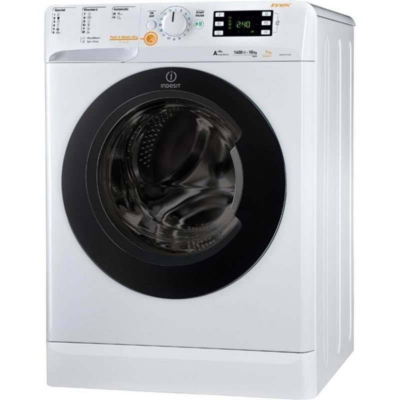 Прально-сушильна машина Indesit XWDE1071481XWKKKEU, 10кг (7кг), 1400, A+, 60см, Дисплей, Білий